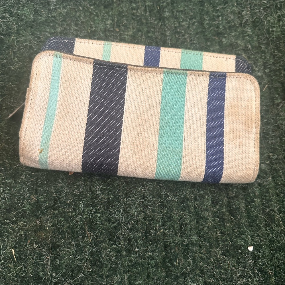 Thirty-One Striped Wallet - Blue, Green, Tan